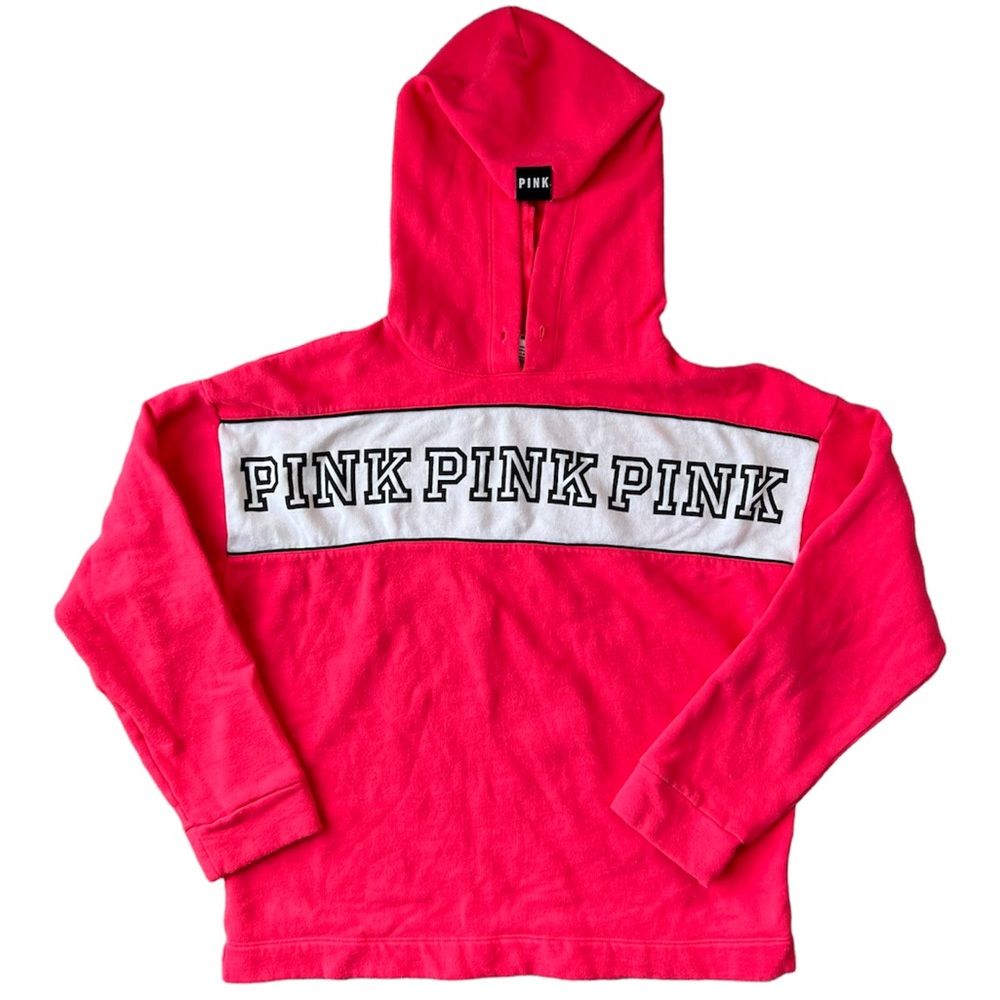 Victoria’s Secret PINK Pink Logo Fleece Pullover Hoodie | Size Medium - Picture 3 of 7